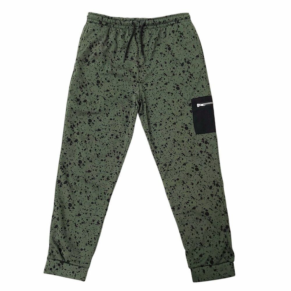 Public Record Sweatpants Youth 18 Green Splatter Paint Fleece Activewear Comfort